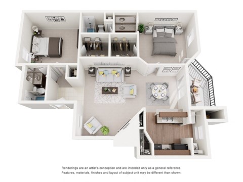 Cypress 2 Bed 2 Bath 997-to1,067 Sq. Ft. Floor Plans at Woodland Hills, Irving, TX